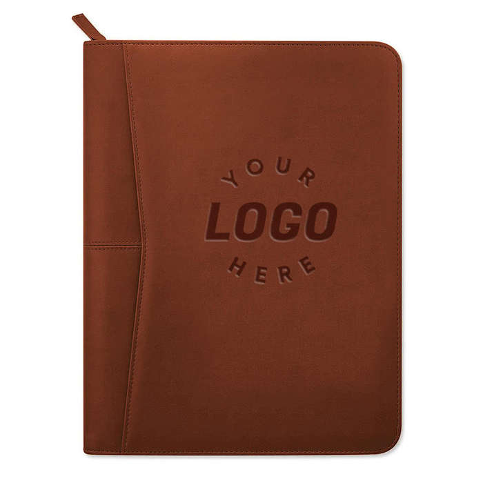 Debossed Pedova Zippered Padfolio - Black