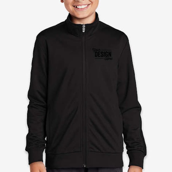 Sport-Tek Youth Tricot Track Jacket - Black / Black