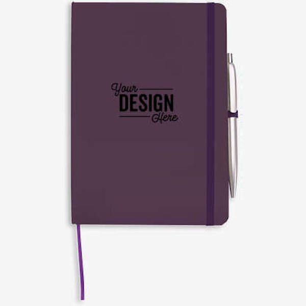 Debossed Prime Hard Cover Notebook with Soca Pen - Purple