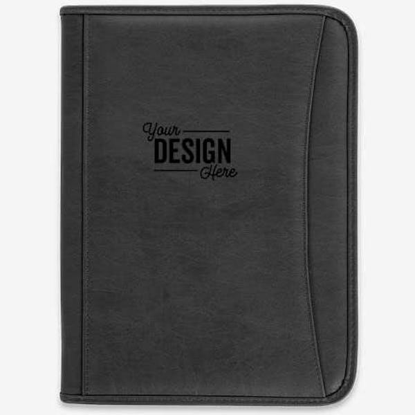 Debossed DuraHyde Zippered Padfolio - Black