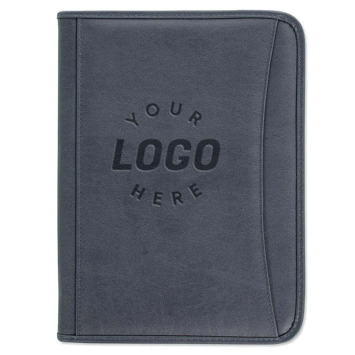 Debossed DuraHyde Zippered Padfolio - Black