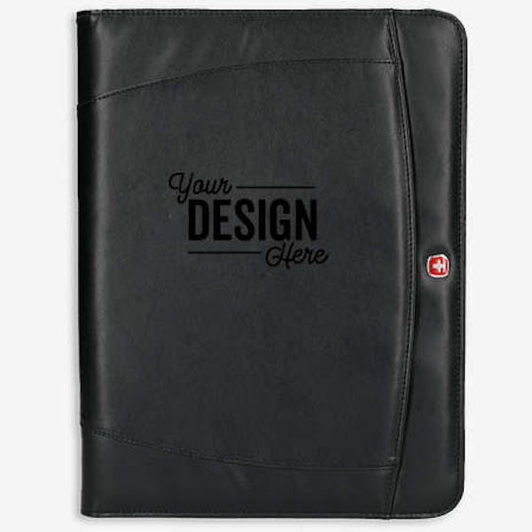 Debossed Wenger Recycled Zippered Padfolio - Black