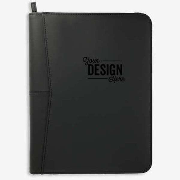 Debossed Pedova UltraHyde Zippered Padfolio - Black