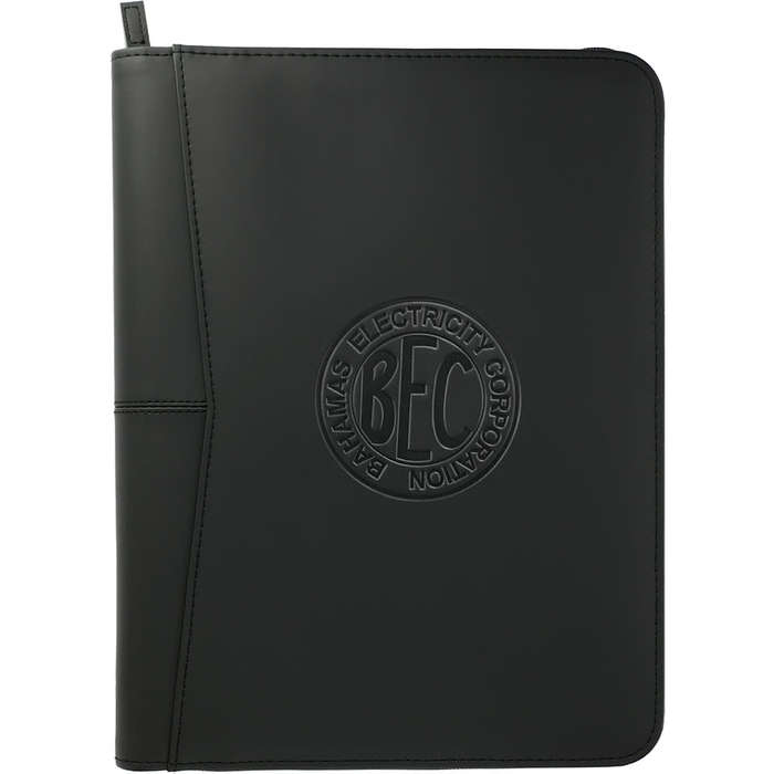 Debossed Pedova UltraHyde Zippered Padfolio - Black