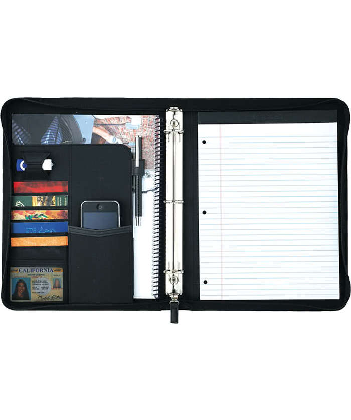 Debossed Pedova UltraHyde Zippered Padfolio - Black 3 Debossed Pedova UltraHyde Zippered Padfolio - Black
