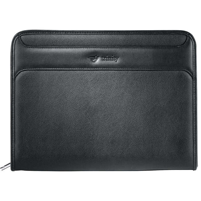 Debossed Burke Zippered Padfolio - Black