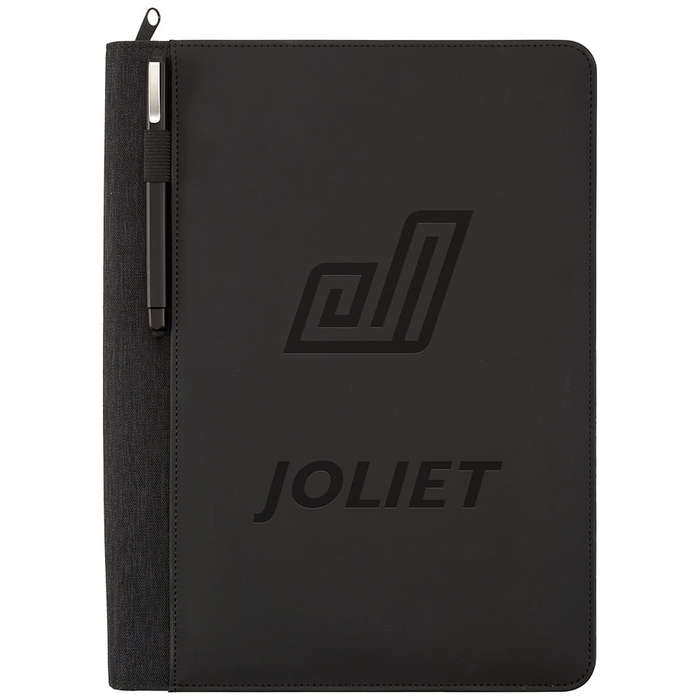 Debossed Vienna Heathered Zippered Padfolio - Gray
