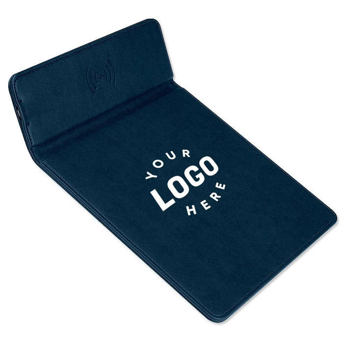 5V Wireless Charging Mouse Pad with Phone Stand - Navy  /  Black