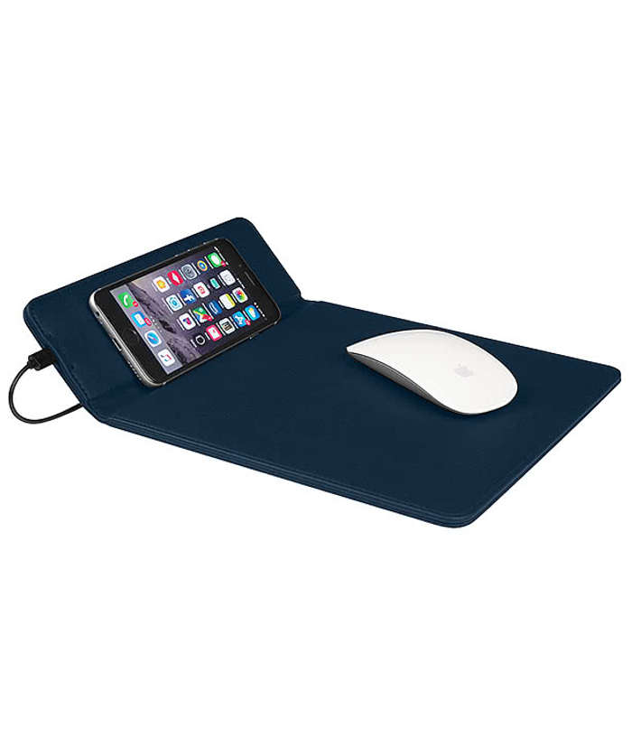 5V Wireless Charging Mouse Pad with Phone Stand - Navy  /  Black