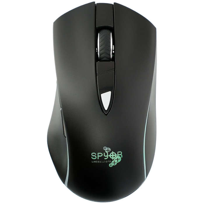 Laser Engraved Light Up Logo Wireless Optical Mouse - Black