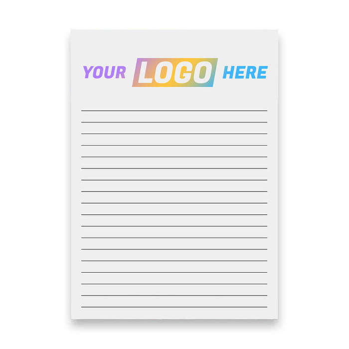 Full Color Souvenir 5" x 7" Lined Scratch Pad - 25 sheets/pad (Case of 250) - White