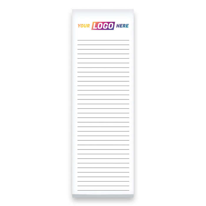 Full Color Souvenir 3" x 9" Magnetic Scratch Pad - 25 sheets/pad (Case of 500) - White
