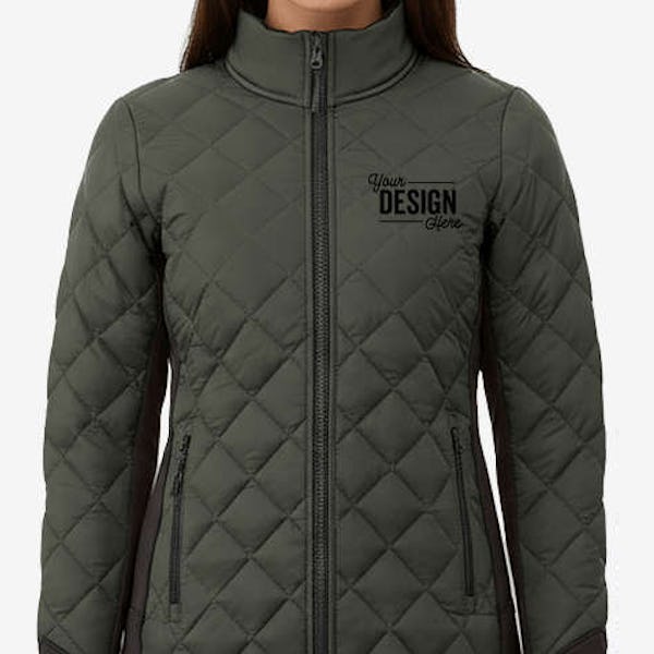 Elevate Women's Rougemont Diamond Quilted Insulated Puffer Jacket - Loden / Black
