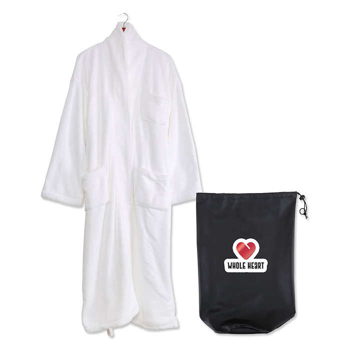 Cascade Coral Velvet Robe with Drawstring Bag - Black