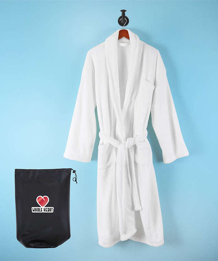 Cascade Coral Velvet Robe with Drawstring Bag - Black