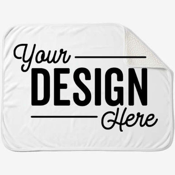 Full Color Large Sherpa Blanket - White