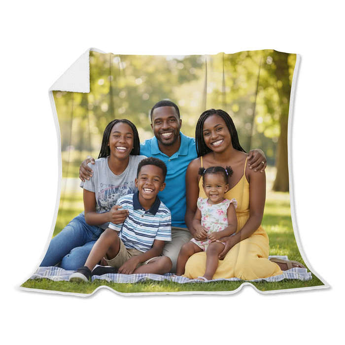 Full Color Large Sherpa Blanket - White