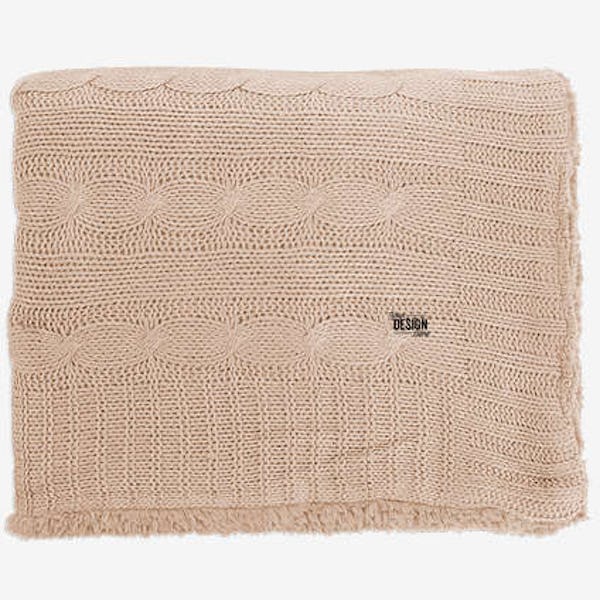 Cable Knit Sherpa Blanket - Cream