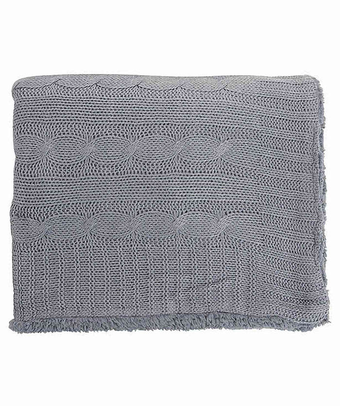 Cable Knit Sherpa Blanket - Cream