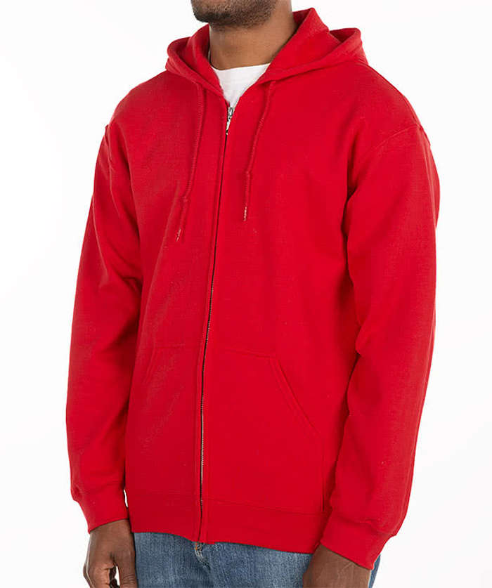 Gildan Midweight 50/50 Zip Hoodie - Embroidered - Cardinal Red