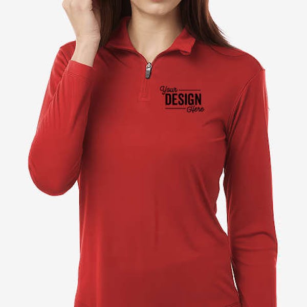 AllPro Women's Pro-Lock UPF 50 Quarter Zip Performance Shirt - Red
