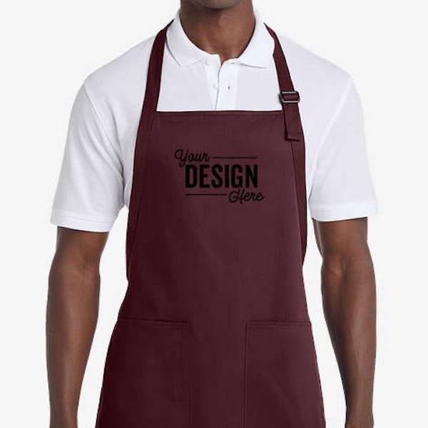 Port Authority Cotton Twill Two-Pocket Full Length Apron - Maroon