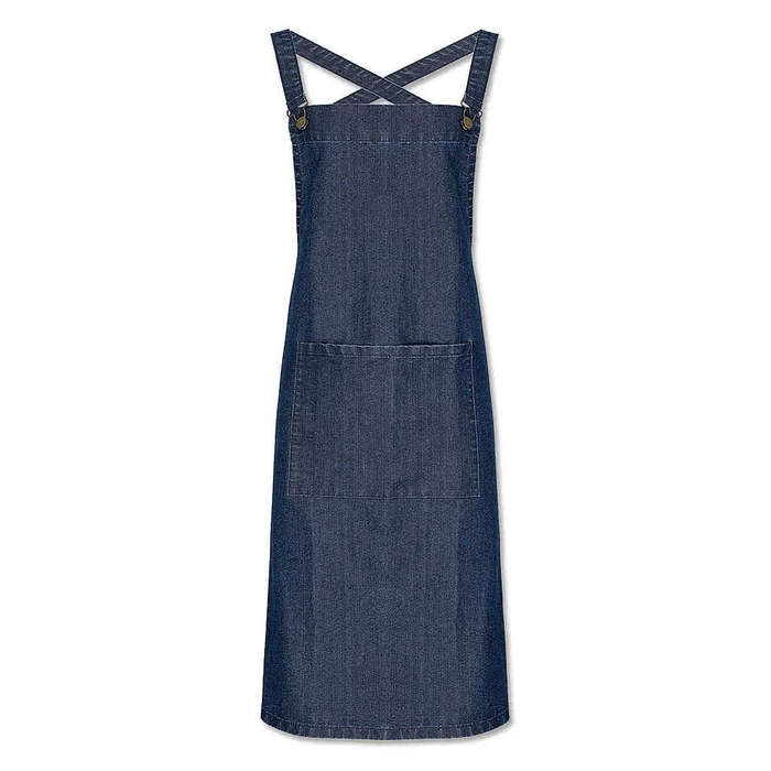 Artisan Collection Cross Back Barista Full Length Pocket Apron - Printed - Black Denim
