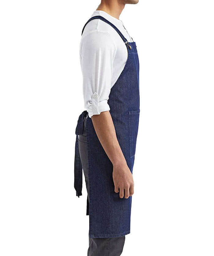 Artisan Collection Cross Back Barista Full Length Pocket Apron - Printed - Black Denim