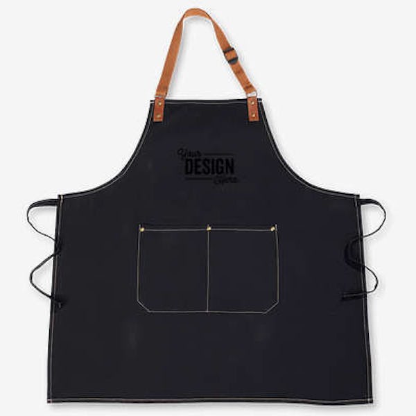 Pitmaster Recycled Cotton Medium Length Two-Pocket Apron - Black