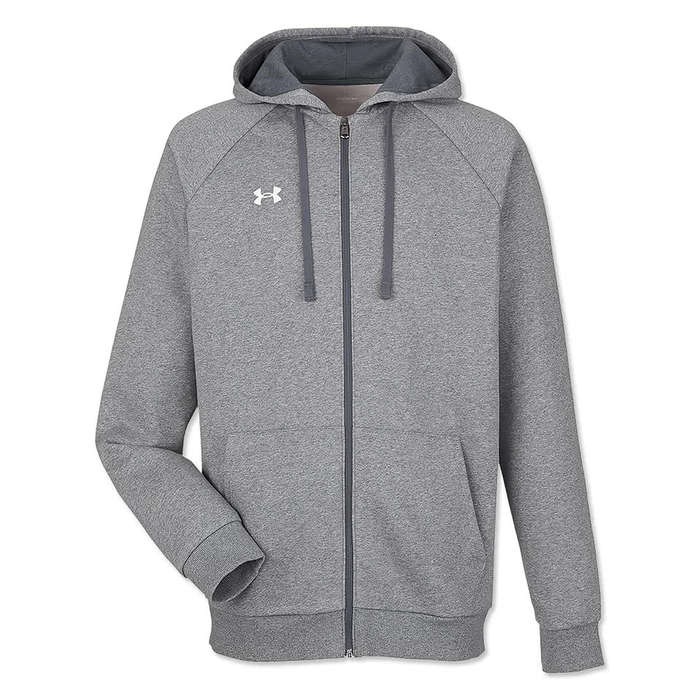 Under Armour Rival Fleece Zip Hoodie - Castlerock Light Heather / White