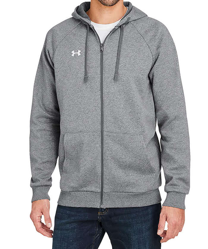 Under Armour Rival Fleece Zip Hoodie - Castlerock Light Heather / White