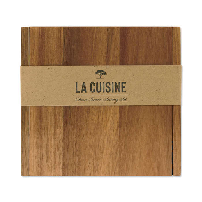 Laser Engraved La Cuisine Cheese Board with Serving Set - Wood