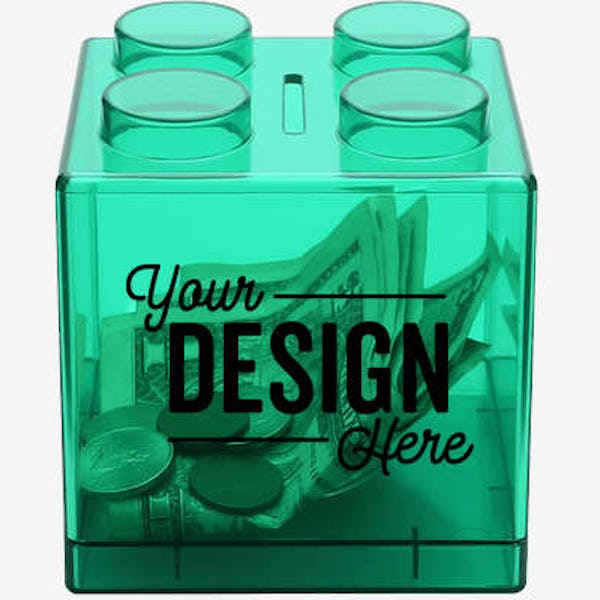 Money Stack Building Block Coin Bank - Green