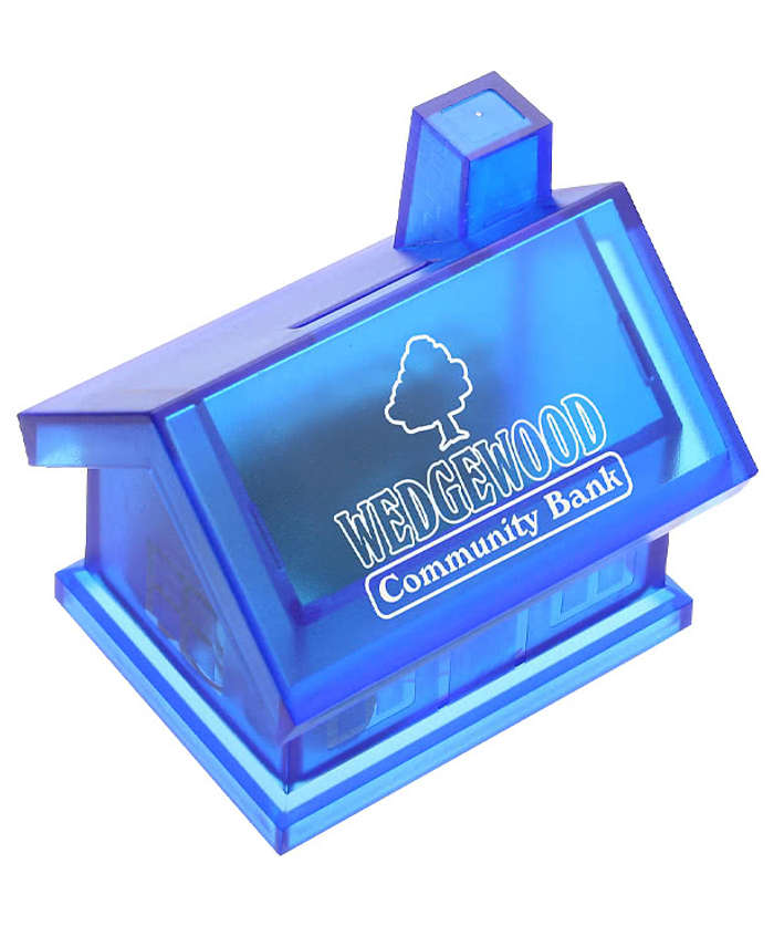 Happy Home House Piggy Bank - Blue 3 Happy Home House Piggy Bank - Blue