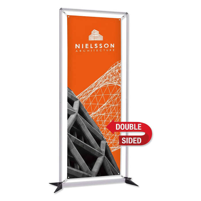 Full Color 37" x 74" FrameWorx Double-Sided Banner Display Kit - White With Black