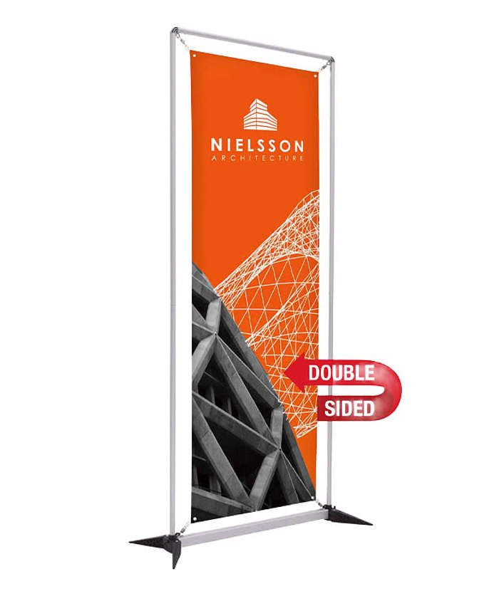 Full Color 37" x 74" FrameWorx Double-Sided Banner Display Kit - White With Black 3 Full Color 37" x 74" FrameWorx Double-Sided Banner Display Kit - White With Black