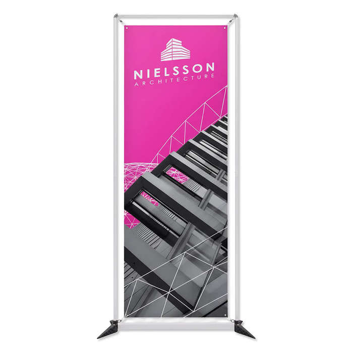 Full Color 41" x 82" FrameWorx Double-Sided Banner Display Kit - White With Black