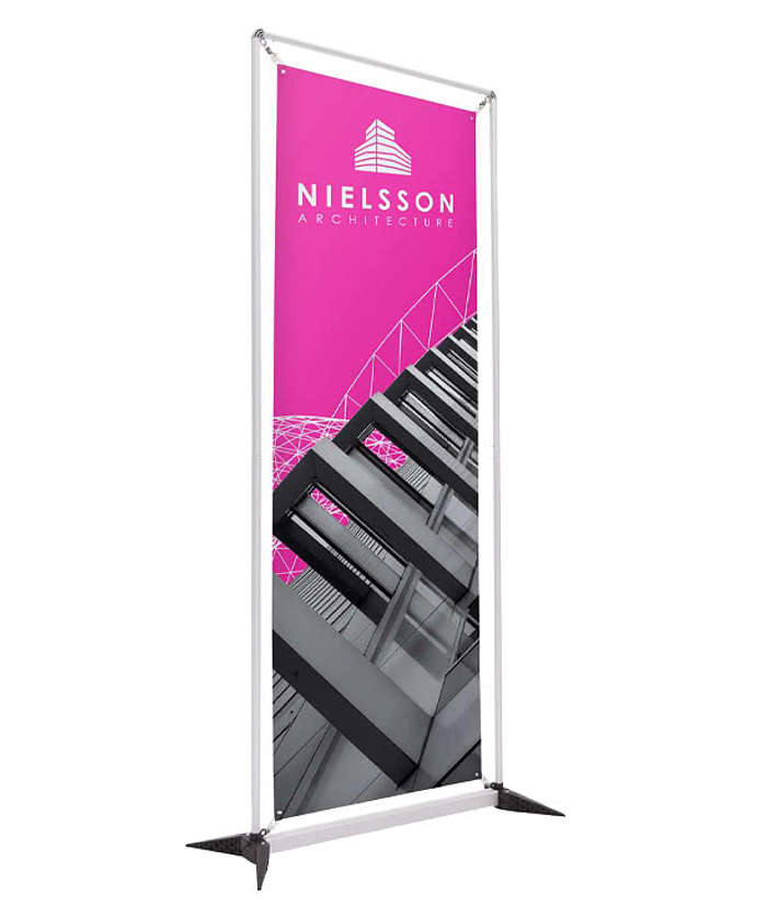 Full Color 41" x 82" FrameWorx Double-Sided Banner Display Kit - White With Black