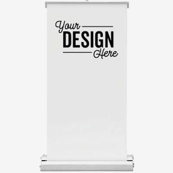 Full Color 9" x 18" Deluxe Mini Retractable Tabletop Banner - White