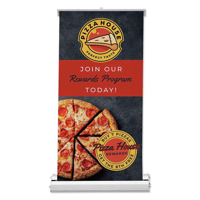 Full Color 9" x 18" Deluxe Mini Retractable Tabletop Banner - White