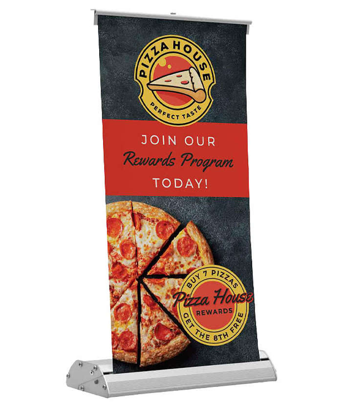 Full Color 9" x 18" Deluxe Mini Retractable Tabletop Banner - White