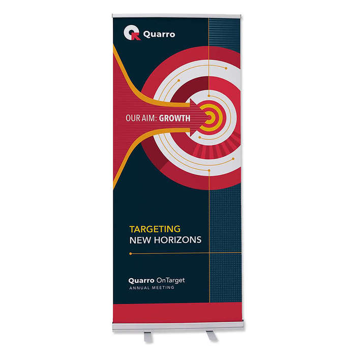 Full Color 34" x 83.5" Retractable Banner Kit - White