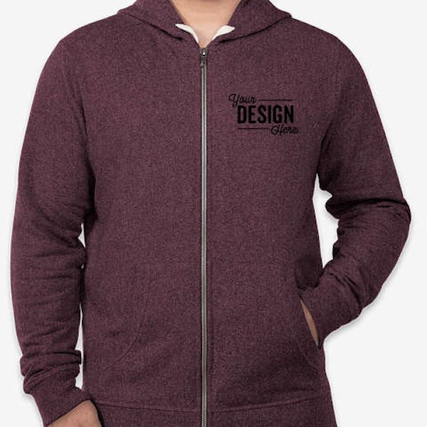 District Re-Fleece Zip Hoodie - Maroon Heather
