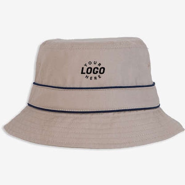 Cotton Bucket Hat with Trim - Khaki