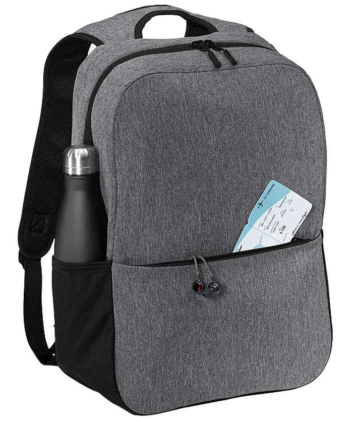 Port Authority Access Square 15" Computer Backpack - Heather Grey / Black 4 Port Authority Access Square 15" Computer Backpack - Heather Grey / Black