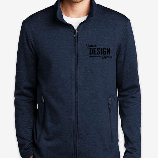 Port Authority Collective Striated Tech Fleece Jacket - Embroidered - River Blue Navy Heather