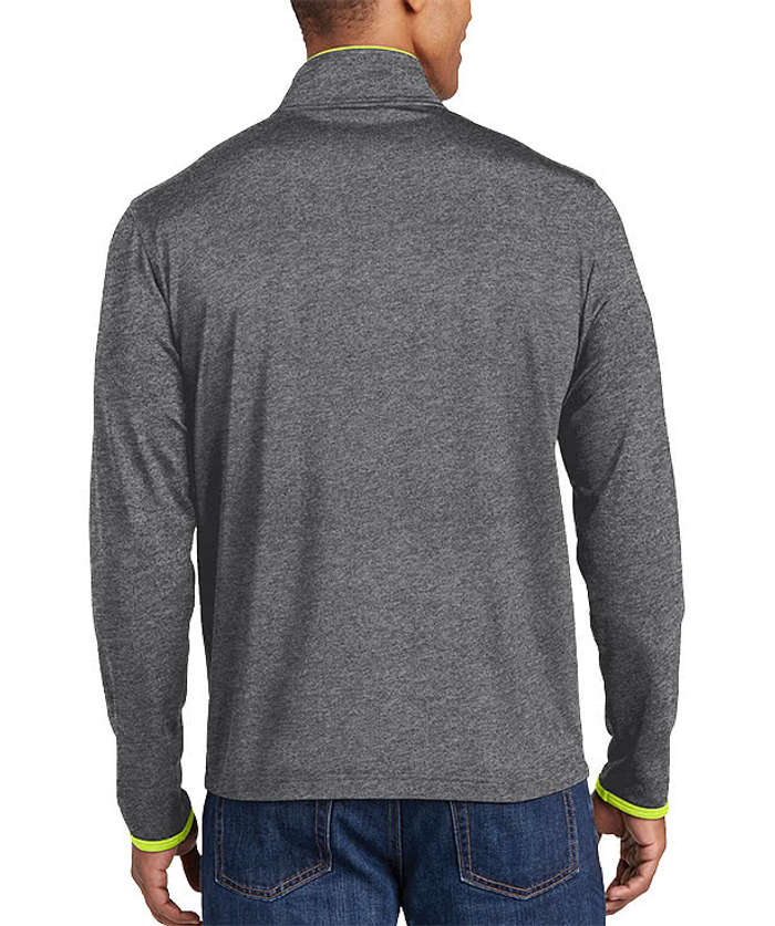 Sport-Tek Sport-Wick Stretch Full Zip Jacket - Charcoal Grey Heather / Charge Green