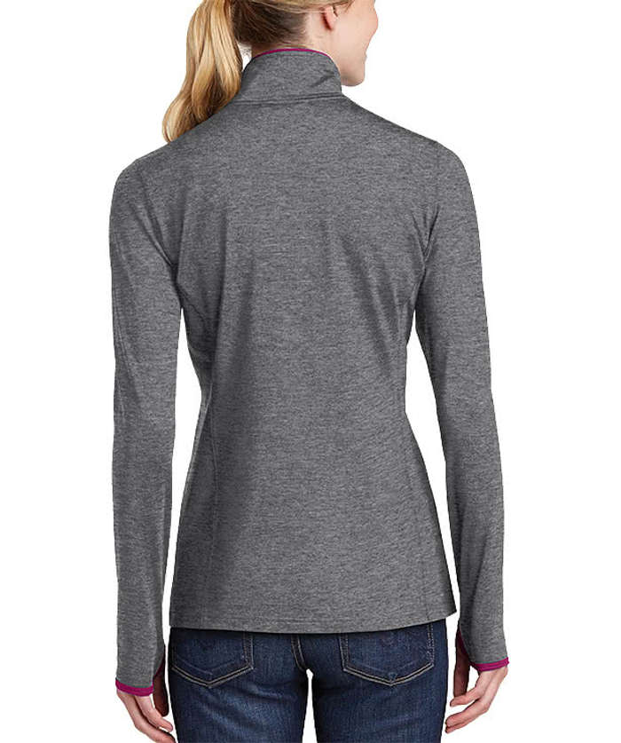 Sport-Tek Women's Sport-Wick Stretch Full Zip Jacket - Charcoal Grey Heather / Charge Green