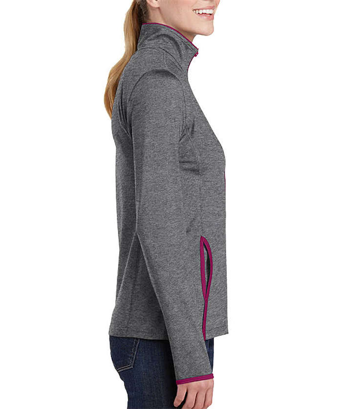 Sport-Tek Women's Sport-Wick Stretch Full Zip Jacket - Charcoal Grey Heather / Charge Green