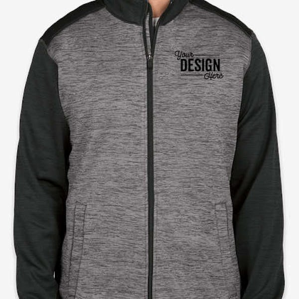 Devon & Jones Newbury Melange Fleece Full Zip Jacket - Black Heather / Dark Grey Heather